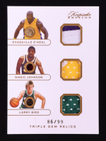 Shaquille O'Neal / Magic Johnson / Larry Bird 2024 Keepsake Sports Edition Triple Gem Relics Jersey #383 #86/99 at PristineAuction.com