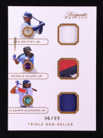 Ken Griffey Jr. / Ronald Acuna Jr. / Vladimir Guerrero Jr. 2024 Keepsake Sports Edition Triple Gem Relics Jersey #390 #96/99 at PristineAuction.com