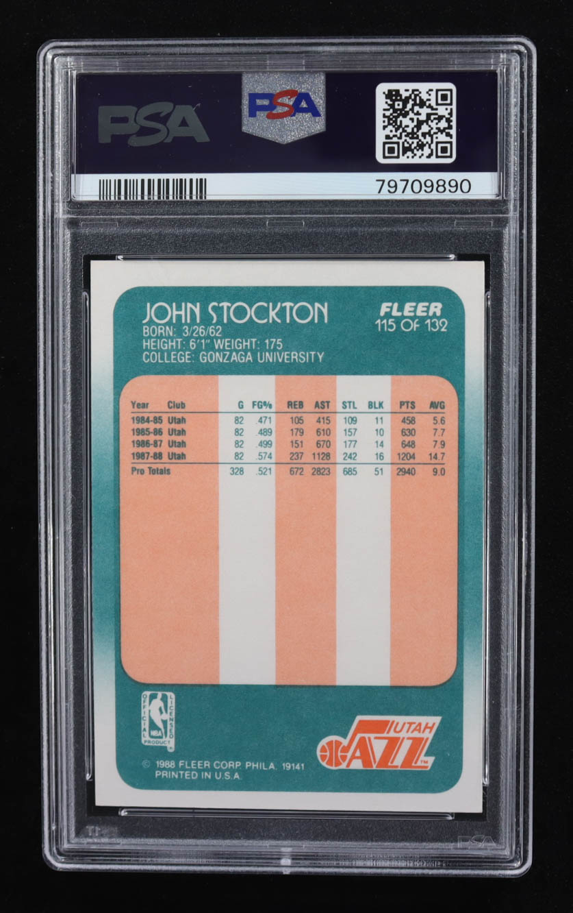 John Stockton 1988-89 Fleer #115 RC (PSA 8) at PristineAuction.com John Stockton 1988-89 Fleer #115 RC (PSA 8) at PristineAuction.com