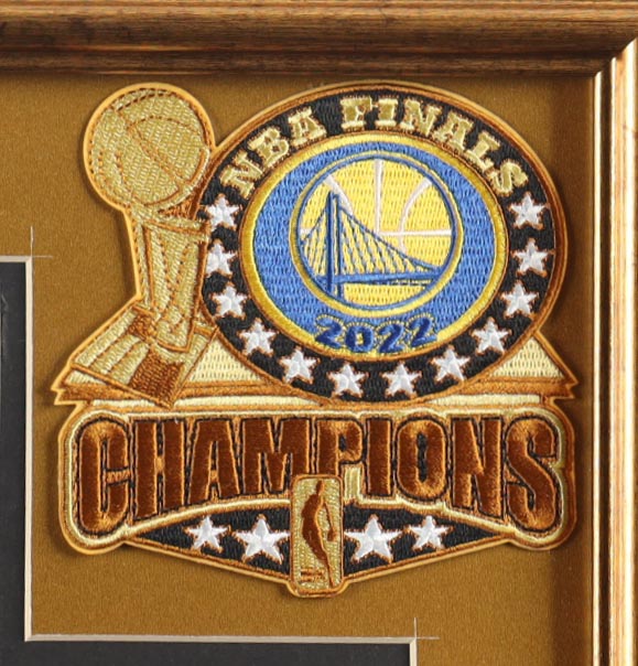 Stephen Curry Signed Custom Framed Jersey Display with (4) NBA Finals Pins & (2) Cloth NBA Finals Patches (JSA) at PristineAuction.com Stephen Curry Signed Custom Framed Jersey Display with (4) NBA Finals Pins & (2) Cloth NBA Finals Patches (JSA) at PristineAuction.com