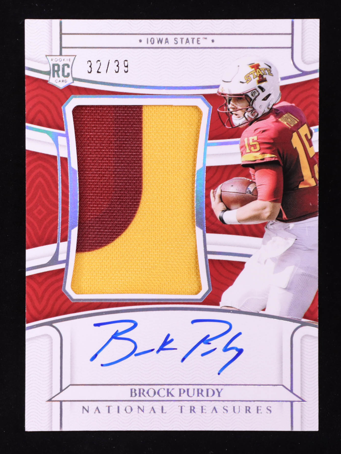 Brock Purdy 2022 Panini National Treasures Collegiate Patch Autographs #90 RC #32/39 at PristineAuction.com Brock Purdy 2022 Panini National Treasures Collegiate Patch Autographs #90 RC #32/39 at PristineAuction.com