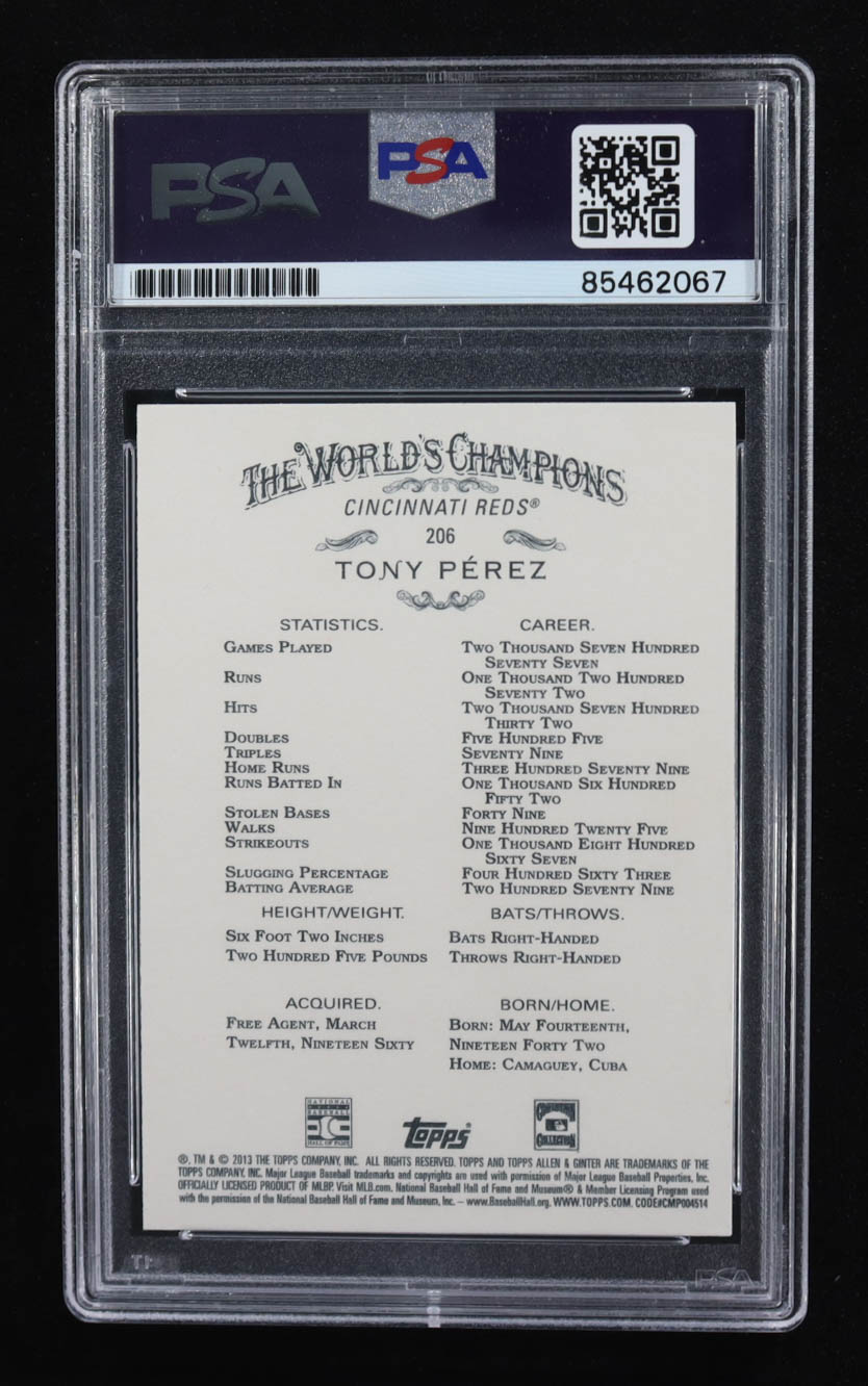 Tony Perez Signed 2013 Topps Allen and Ginter #206 (PSA) at PristineAuction.com Tony Perez Signed 2013 Topps Allen and Ginter #206 (PSA) at PristineAuction.com
