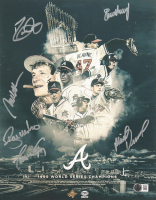 Braves 1995 World Series Champions 11x14 Photo Signed by (6) with Dave Justice, Javier Lopez, Mike Devereaux, Ryan Klesko (Beckett) at PristineAuction.com