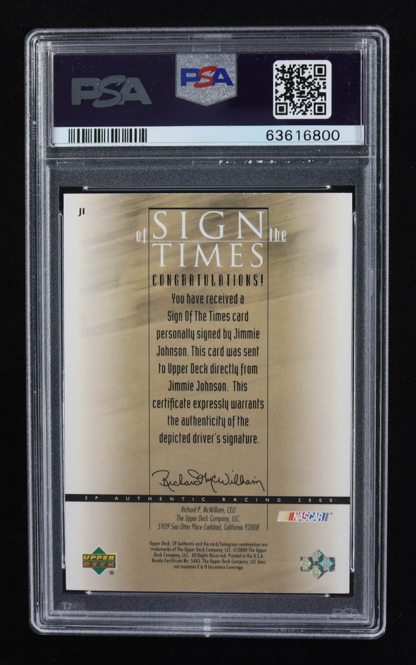Jimmie Johnson 2000 SP Authentic Sign of the Times #JI (PSA 9) at PristineAuction.com Jimmie Johnson 2000 SP Authentic Sign of the Times #JI (PSA 9) at PristineAuction.com