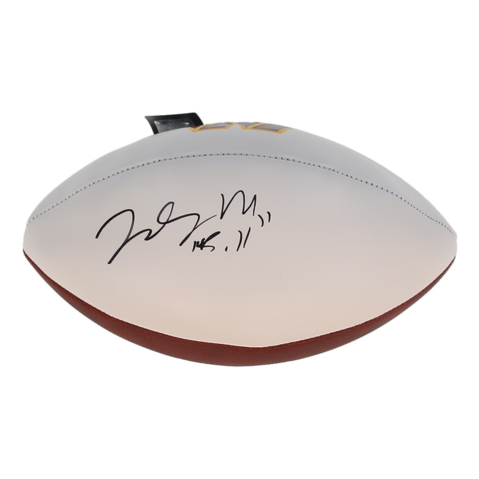 Jacory Croskey-Merritt Signed Commanders Logo Football with Inscription (PSA) at PristineAuction.com Jacory Croskey-Merritt Signed Commanders Logo Football with Inscription (PSA) at PristineAuction.com