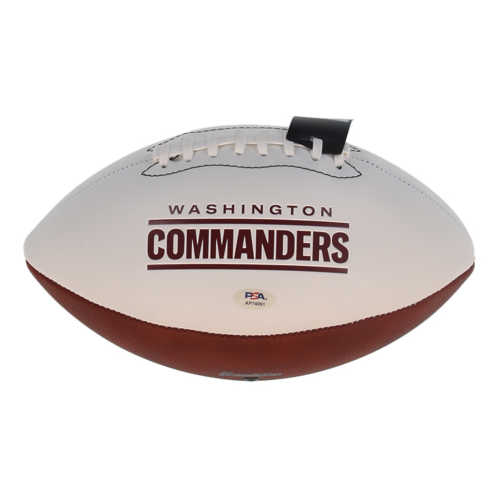 Jacory Croskey-Merritt Signed Commanders Logo Football with Inscription (PSA) at PristineAuction.com Jacory Croskey-Merritt Signed Commanders Logo Football with Inscription (PSA) at PristineAuction.com