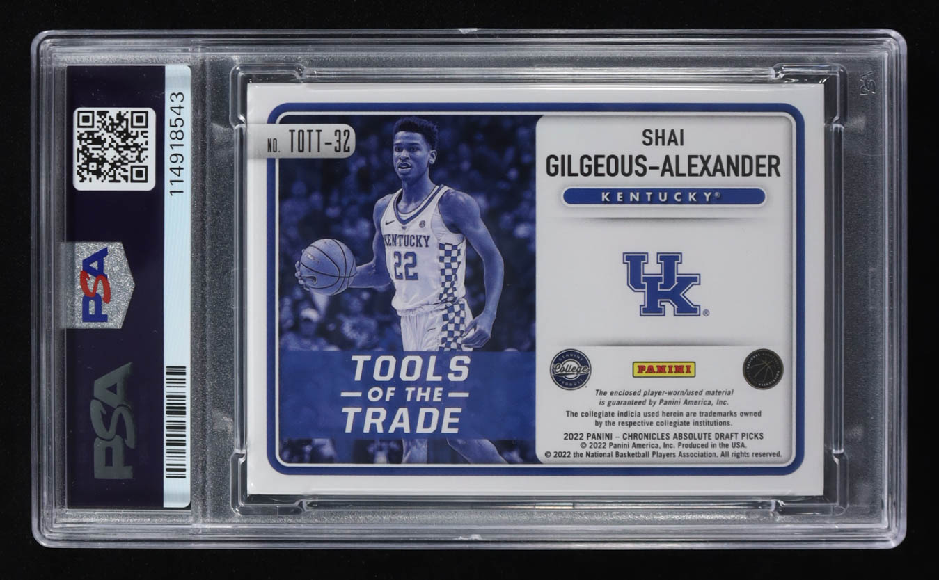 Shai Gilgeous-Alexander 2022-23 Panini Chronicles Draft Picks Absolute Tools of the Trade #32 (PSA 7 | Auto Grade 8) at PristineAuction.com Shai Gilgeous-Alexander 2022-23 Panini Chronicles Draft Picks Absolute Tools of the Trade #32 (PSA 7 | Auto Grade 8) at PristineAuction.com