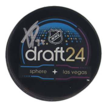Terik Parascak Signed 2024 NHL Draft Logo Hockey Puck (PSA) at PristineAuction.com Terik Parascak Signed 2024 NHL Draft Logo Hockey Puck (PSA) at PristineAuction.com