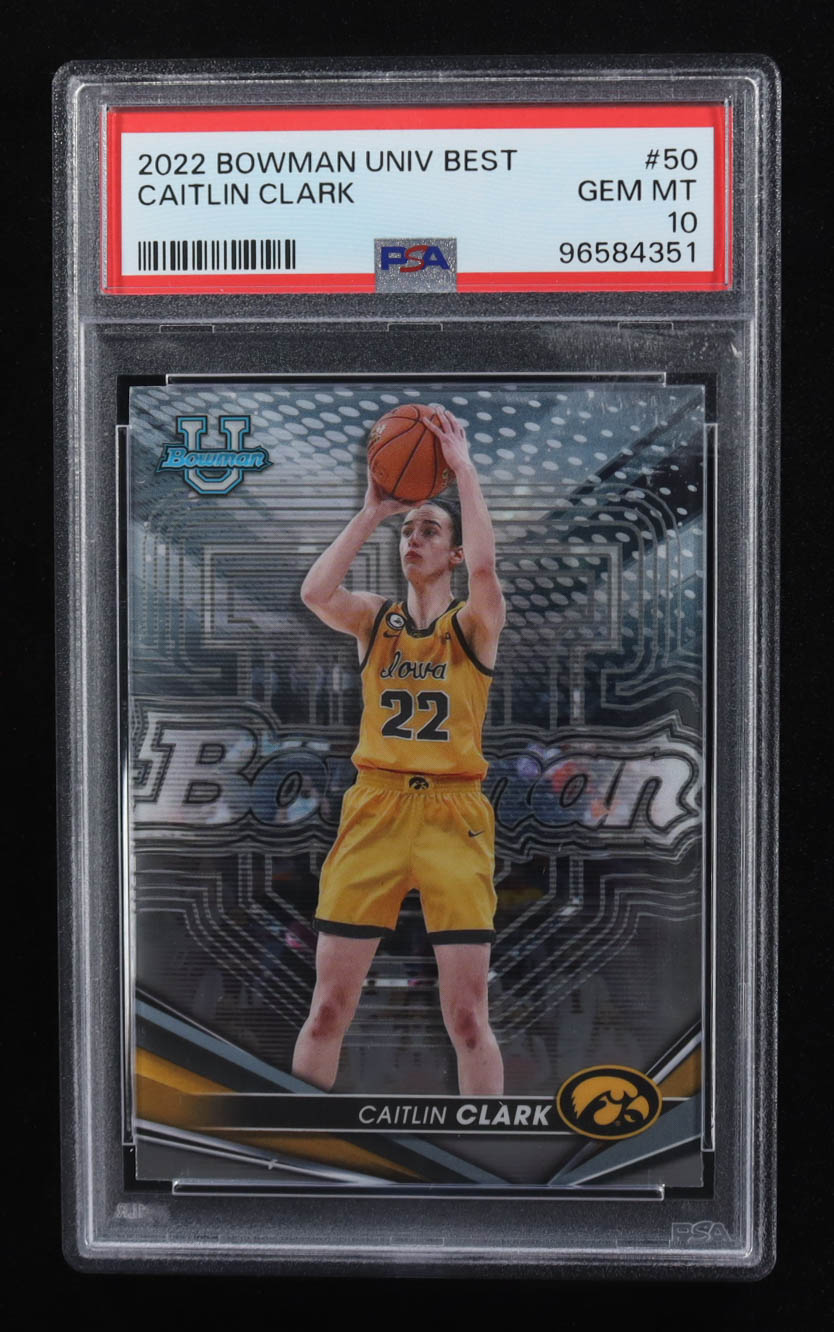 Caitlin Clark 2022-23 Bowman's Best University #50 RC (PSA 10) at PristineAuction.com Caitlin Clark 2022-23 Bowman's Best University #50 RC (PSA 10) at PristineAuction.com