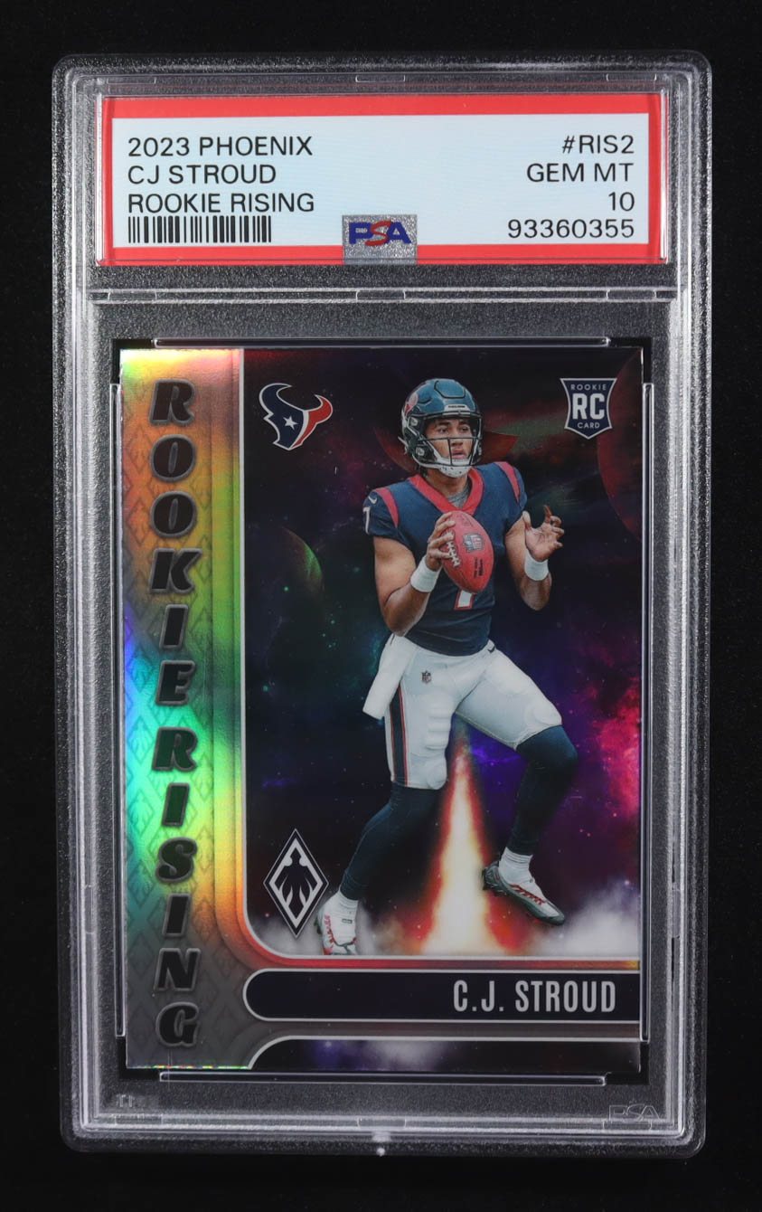 CJ Stroud 2023 Panini Phoenix Rookie Rising #2 RC (PSA 10) at PristineAuction.com CJ Stroud 2023 Panini Phoenix Rookie Rising #2 RC (PSA 10) at PristineAuction.com