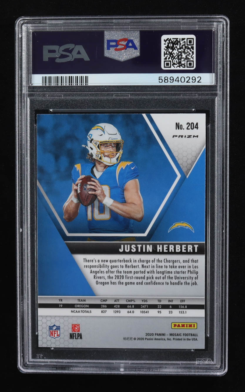 Justin Herbert 2020 Panini Mosaic Mosaic #204 RC (PSA 9) at PristineAuction.com Justin Herbert 2020 Panini Mosaic Mosaic #204 RC (PSA 9) at PristineAuction.com