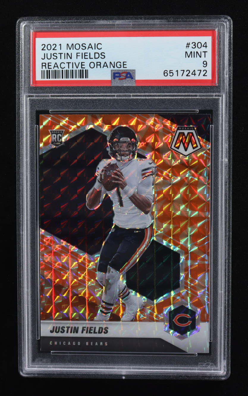 Justin Fields 2021 Panini Mosaic Mosaic Reactive Orange #304 RC (PSA 9) at PristineAuction.com Justin Fields 2021 Panini Mosaic Mosaic Reactive Orange #304 RC (PSA 9) at PristineAuction.com