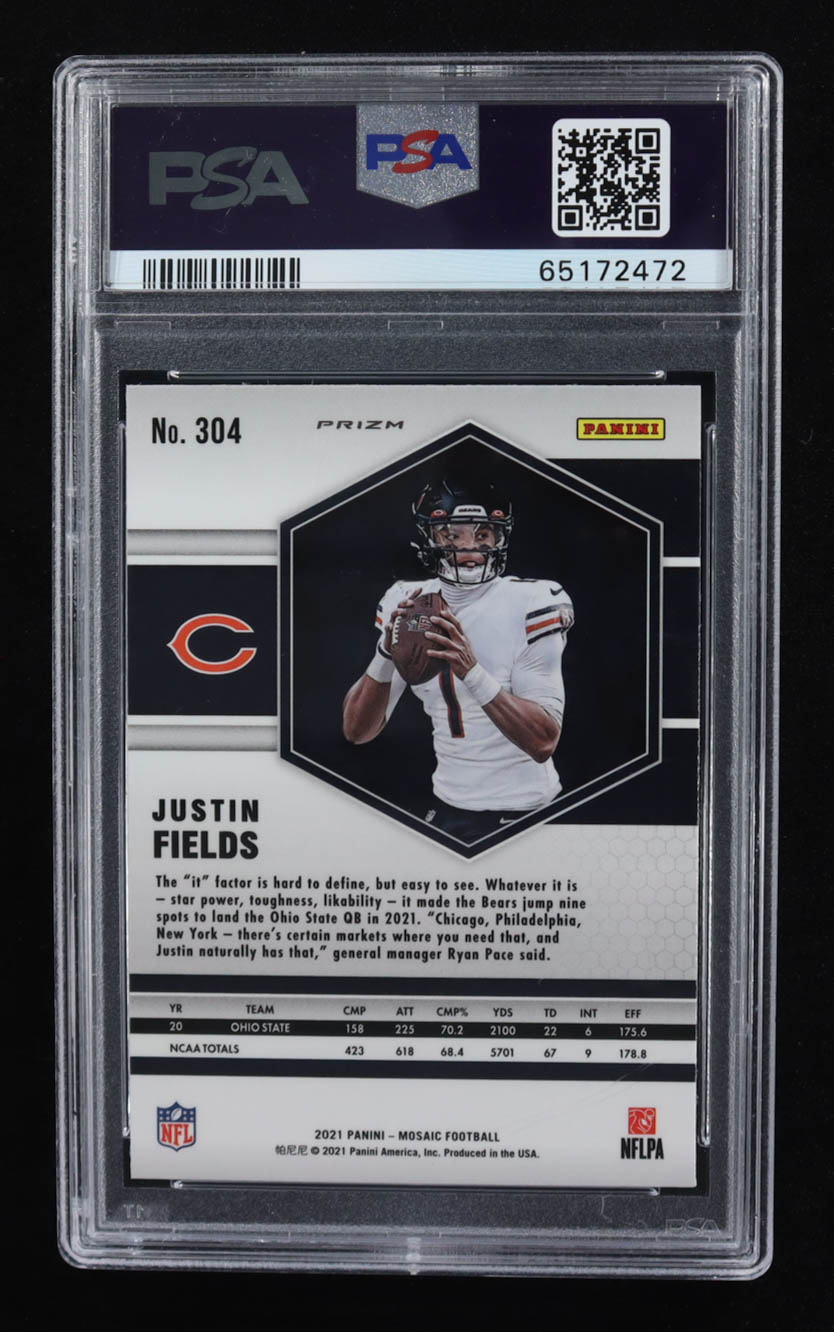 Justin Fields 2021 Panini Mosaic Mosaic Reactive Orange #304 RC (PSA 9) at PristineAuction.com Justin Fields 2021 Panini Mosaic Mosaic Reactive Orange #304 RC (PSA 9) at PristineAuction.com