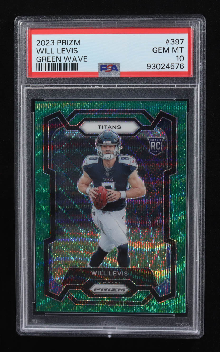 Will Levis 2023 Panini Prizm Prizms Green Wave #397 RC (PSA 10) at PristineAuction.com Will Levis 2023 Panini Prizm Prizms Green Wave #397 RC (PSA 10) at PristineAuction.com