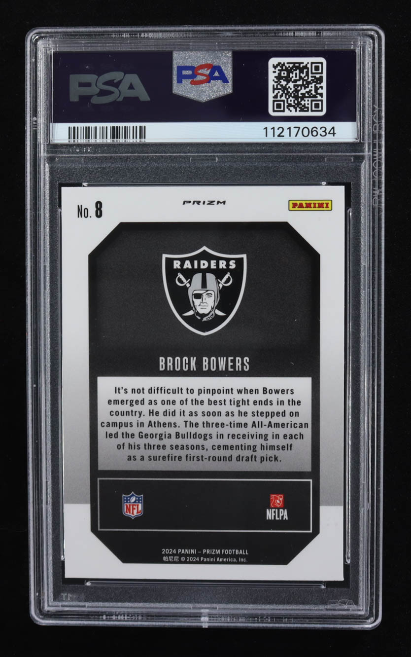 Brock Bowers 2024 Panini Prizm Emergent Prizms Green Ice #8 RC (PSA 10) at PristineAuction.com Brock Bowers 2024 Panini Prizm Emergent Prizms Green Ice #8 RC (PSA 10) at PristineAuction.com