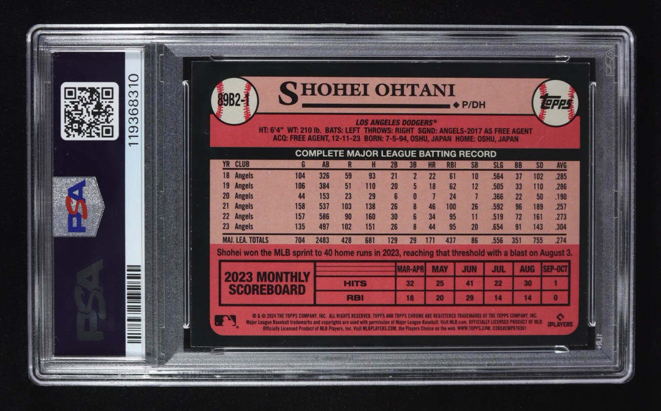 Shohei Ohtani 2024 Topps '89 Topps Series 2 Foil #89B21 (PSA 8) at PristineAuction.com Shohei Ohtani 2024 Topps '89 Topps Series 2 Foil #89B21 (PSA 8) at PristineAuction.com