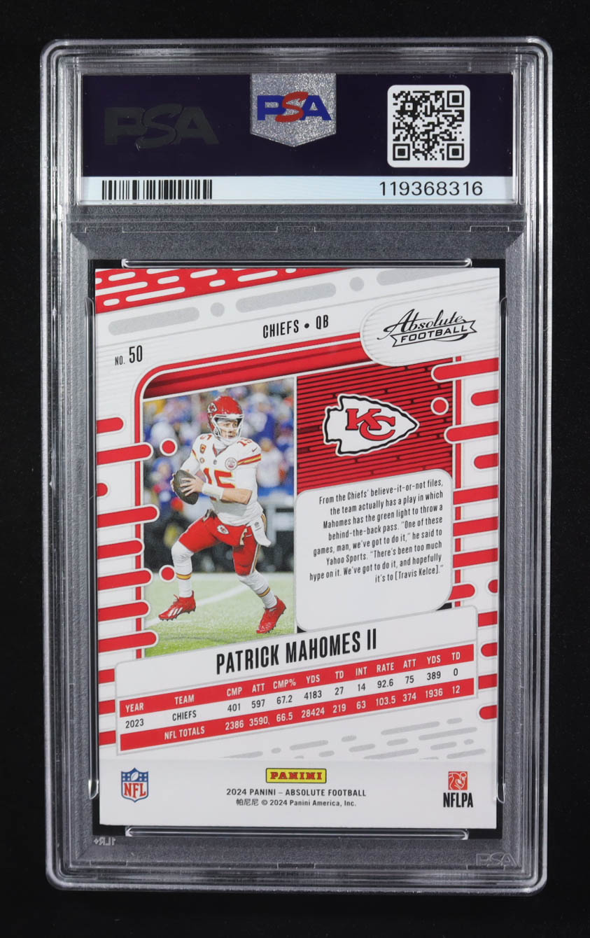 Patrick Mahomes II 2024 Absolute #50 (PSA 9) at PristineAuction.com Patrick Mahomes II 2024 Absolute #50 (PSA 9) at PristineAuction.com