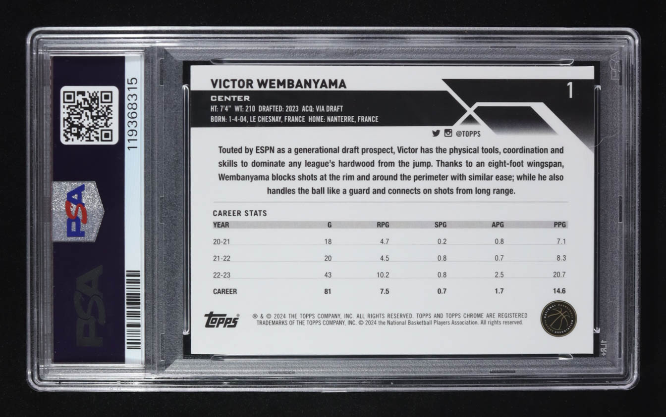 Victor Wembanyama 2023 Topps Chrome #1 RC (PSA 9) at PristineAuction.com Victor Wembanyama 2023 Topps Chrome #1 RC (PSA 9) at PristineAuction.com