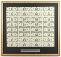 2013 U.S. $2 Dollar Bill Custom Framed Uncut Sheet Of (32) Bills with Title Plaque at PristineAuction.com