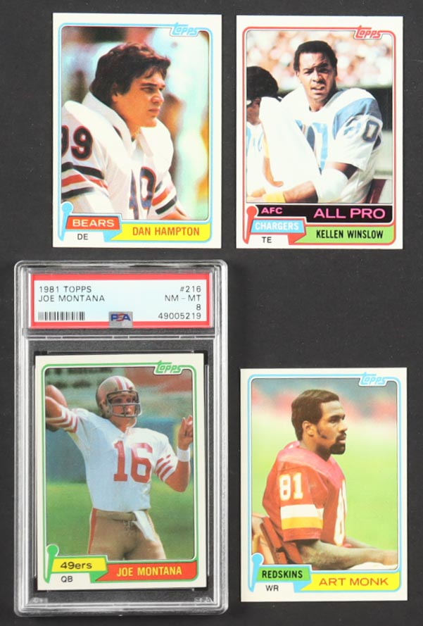 1981 Topps Football Complete Set of (528) Cards with Joe Montana #216 RC (PSA 8), Art Monk #194 RC, Dan Hampton #316 RC, Kellen Winslow #150 RC at PristineAuction.com 1981 Topps Football Complete Set of (528) Cards with Joe Montana #216 RC (PSA 8), Art Monk #194 RC, Dan Hampton #316 RC, Kellen Winslow #150 RC at PristineAuction.com