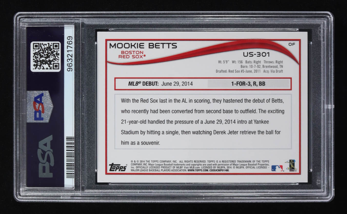 Mookie Betts 2014 Topps Update #US301 RC (PSA 8) at PristineAuction.com Mookie Betts 2014 Topps Update #US301 RC (PSA 8) at PristineAuction.com