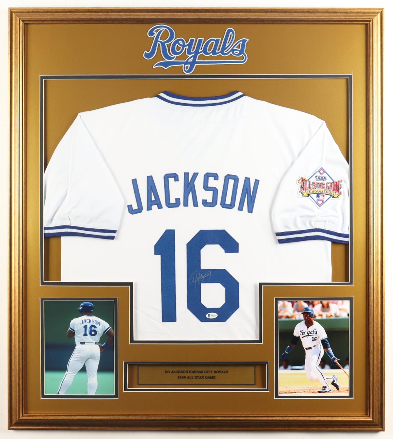 Bo Jackson Signed Custom Framed Jersey Display with Title Plaque (Beckett) at PristineAuction.com Bo Jackson Signed Custom Framed Jersey Display with Title Plaque (Beckett) at PristineAuction.com