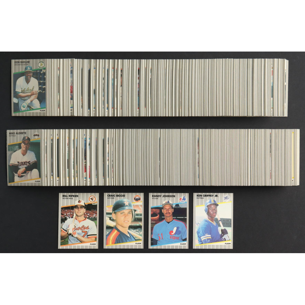 1989 Fleer Complete Set of (660) Baseball Cards with Craig Biggio #353 RC, Ken Griffey Jr. #548 RC, Randy Johnson #381 RC, Bill Ripken #616 at PristineAuction.com