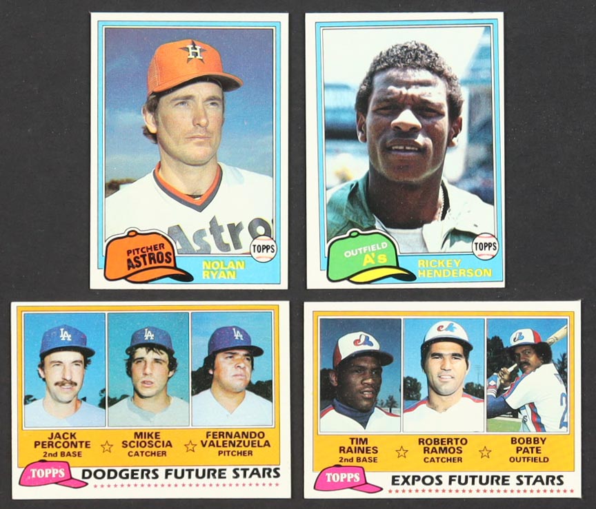 1981 Topps Baseball Complete Set of (726) Cards with Jack Perconte / Mike Scioscia / Fernando Valenzuela #302 RC, Nolan Ryan #240, Rickey Henderson #261, Kirk Gibson #315 at PristineAuction.com 1981 Topps Baseball Complete Set of (726) Cards with Jack Perconte / Mike Scioscia / Fernando Valenzuela #302 RC, Nolan Ryan #240, Rickey Henderson #261, Kirk Gibson #315 at PristineAuction.com