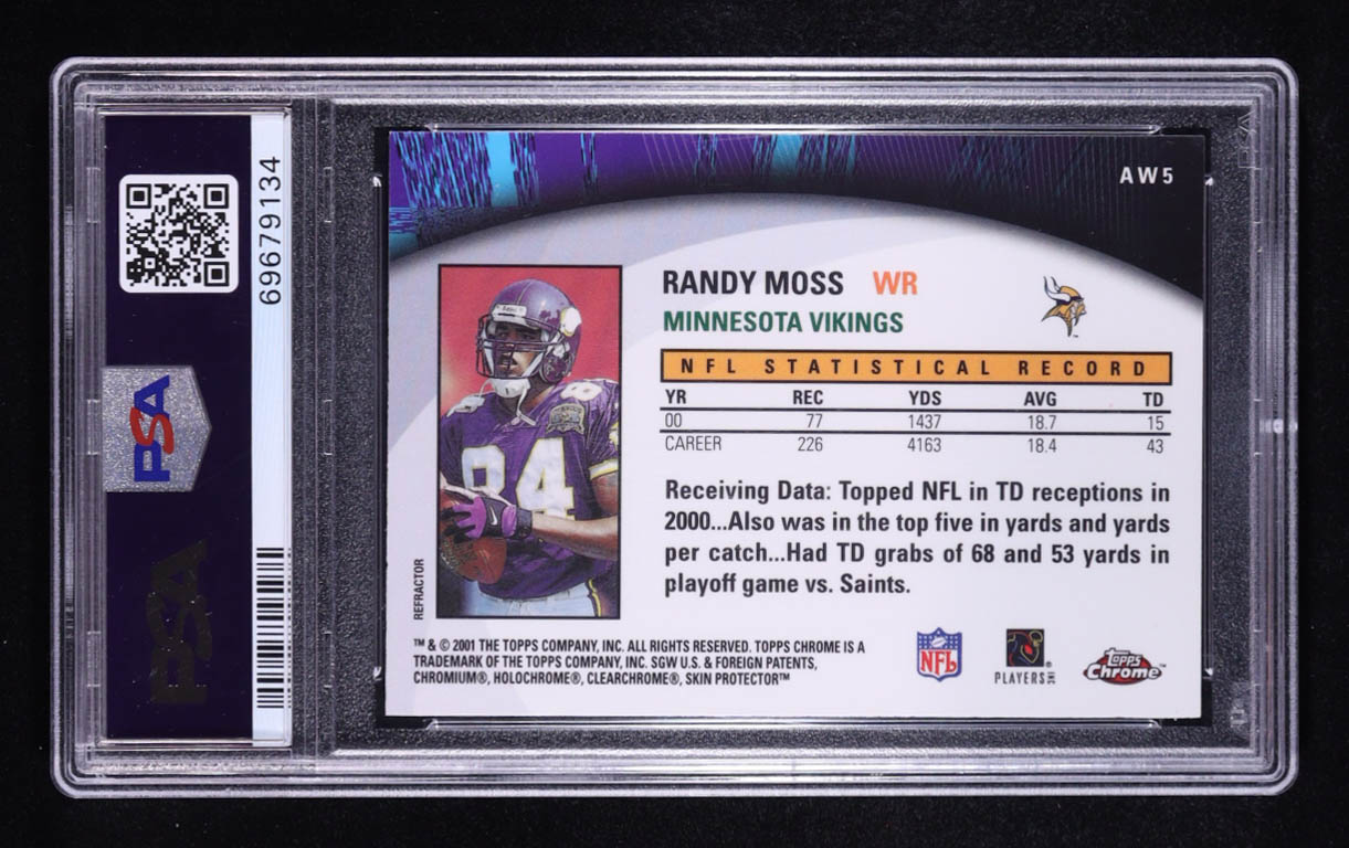 Randy Moss 2001 Topps Chrome Own the Game #AW5 (PSA 9) at PristineAuction.com Randy Moss 2001 Topps Chrome Own the Game #AW5 (PSA 9) at PristineAuction.com