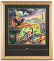 Thomas Kinkade Walt Disney's "Maleficent" Custom Framed Print Display with Maleficent Pin at PristineAuction.com