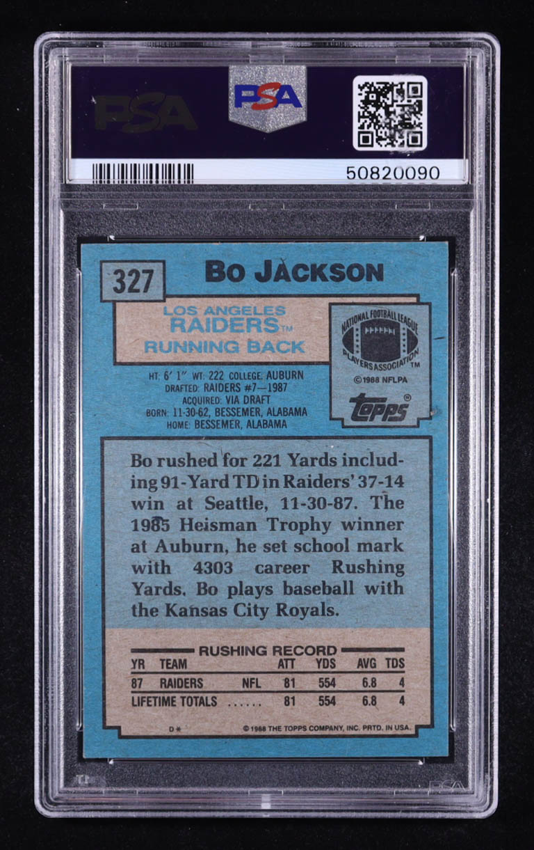 Bo Jackson 1988 Topps #327 RC (PSA 8) at PristineAuction.com Bo Jackson 1988 Topps #327 RC (PSA 8) at PristineAuction.com