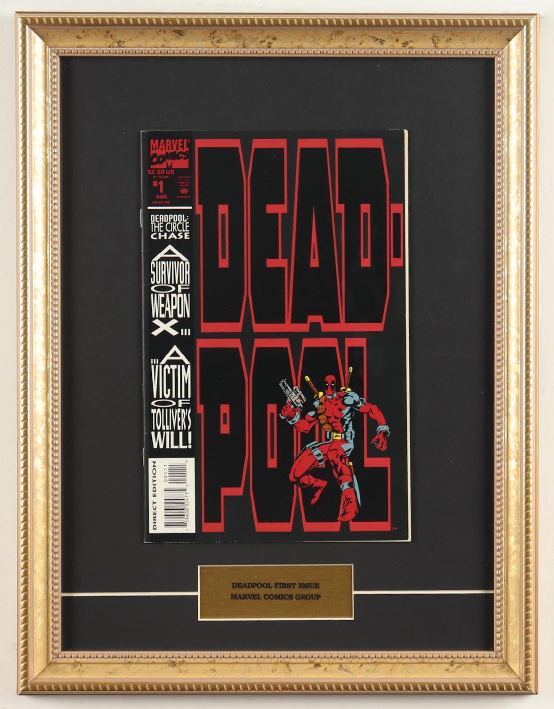 1993 "Dead Pool" Issue #1 Custom Framed Marvel Comic Book Display with Spider-Man Pin at PristineAuction.com 1993 "Dead Pool" Issue #1 Custom Framed Marvel Comic Book Display with Spider-Man Pin at PristineAuction.com