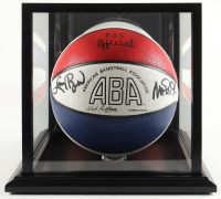 Magic Johnson & Larry Bird Signed ABA Tri-Color Basketball with Display Case (Beckett & PSA) at PristineAuction.com