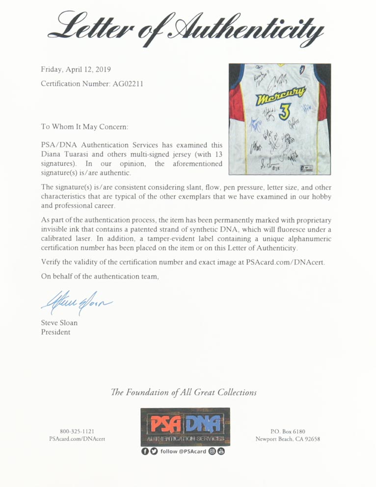 Mercury Custom Framed Jersey Display Signed By (13) with Diana Taurasi, Belinda Snell, Sandora Irvin, Penny Taylor (PSA) at PristineAuction.com Mercury Custom Framed Jersey Display Signed By (13) with Diana Taurasi, Belinda Snell, Sandora Irvin, Penny Taylor (PSA) at PristineAuction.com