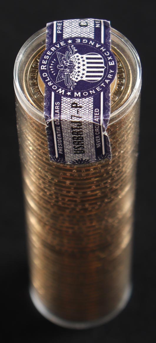 Ballistic Roll of 2007-P Thomas Jefferson Presidential Uncirculated $1 Coins with (50) Coins at PristineAuction.com Ballistic Roll of 2007-P Thomas Jefferson Presidential Uncirculated $1 Coins with (50) Coins at PristineAuction.com