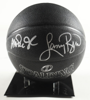 Magic Johnson & Larry Bird Signed NBA Black Edition Basketball with Stand (PSA & Beckett) at PristineAuction.com