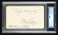 Max Carey Signed Index Card Inscribed "Keep Swinging" & "BB Hall of Fame" (PSA) at PristineAuction.com
