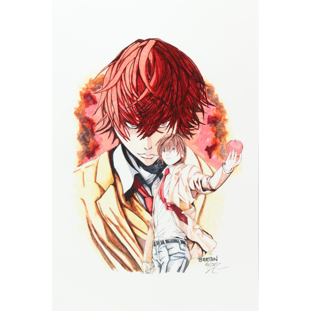 "Light Yagami" Death Note LE 12x18 Lithograph By Brian Barton #/250 (PA) at PristineAuction.com "Light Yagami" Death Note LE 12x18 Lithograph By Brian Barton #/250 (PA) at PristineAuction.com