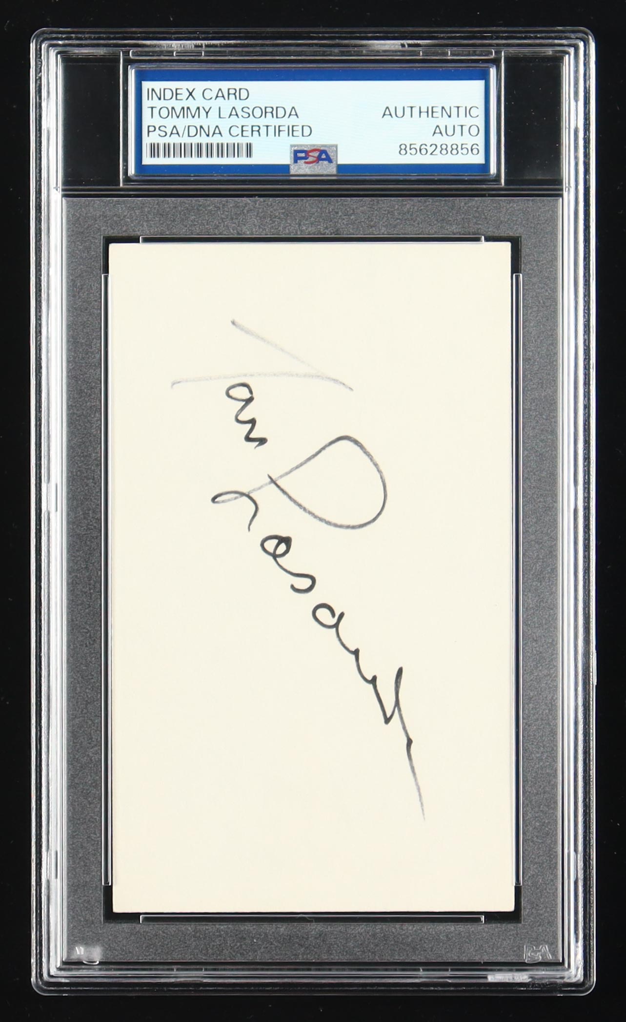 Tommy Lasorda Signed Index Card (PSA) at PristineAuction.com Tommy Lasorda Signed Index Card (PSA) at PristineAuction.com