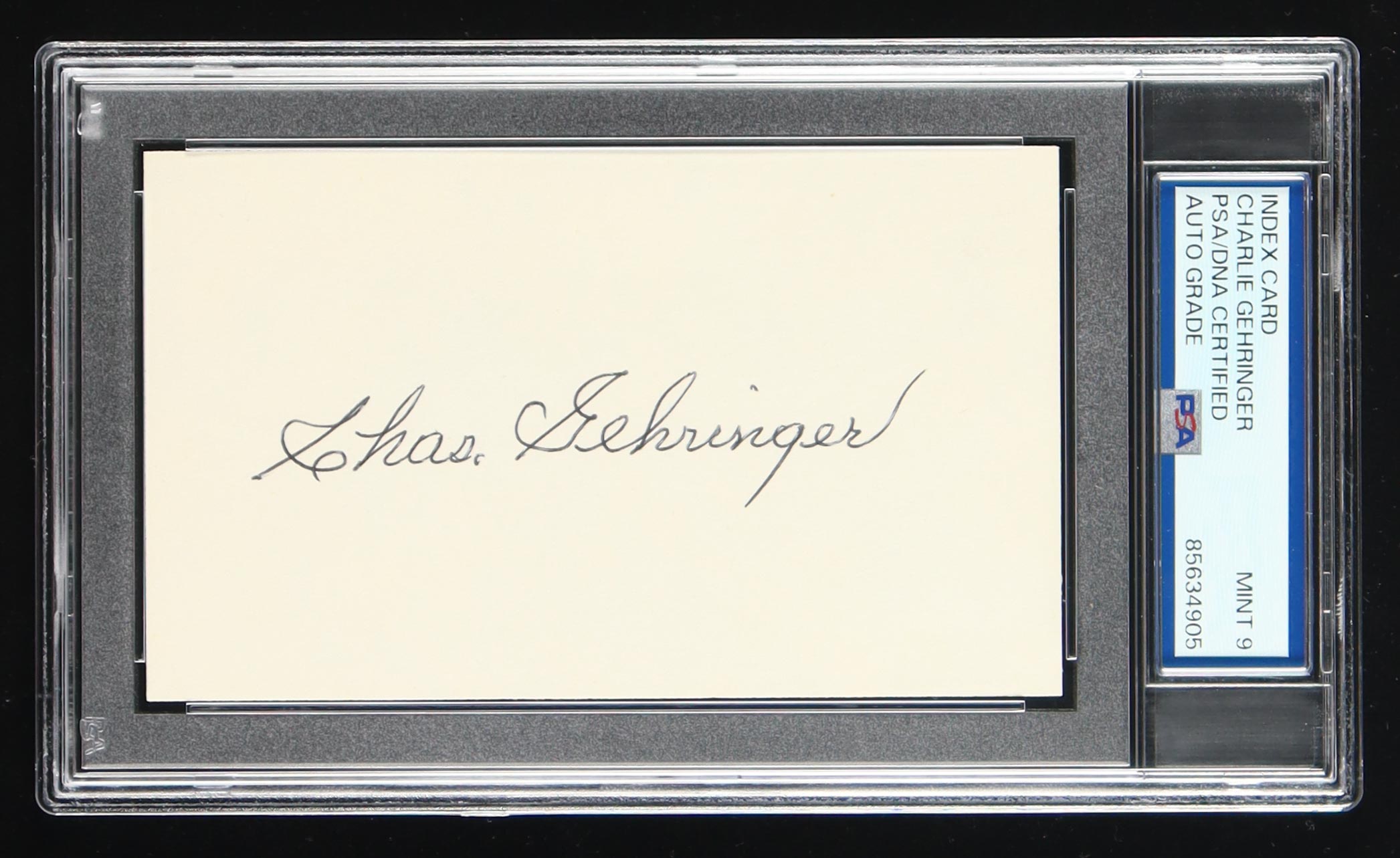 Charlie Gehringer Signed Index Card (PSA 9) at PristineAuction.com Charlie Gehringer Signed Index Card (PSA 9) at PristineAuction.com