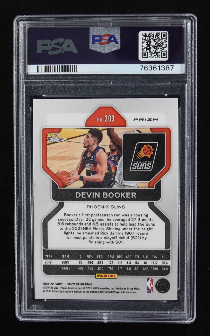 Devin Booker 2021-22 Panini Prizm Prizms Green Ice #203 (PSA 10) at PristineAuction.com Devin Booker 2021-22 Panini Prizm Prizms Green Ice #203 (PSA 10) at PristineAuction.com