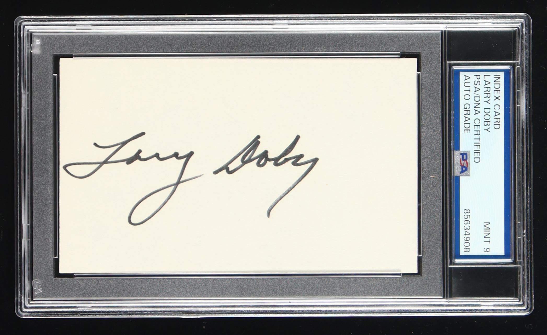 Larry Doby Signed Index Card (PSA 9) at PristineAuction.com Larry Doby Signed Index Card (PSA 9) at PristineAuction.com