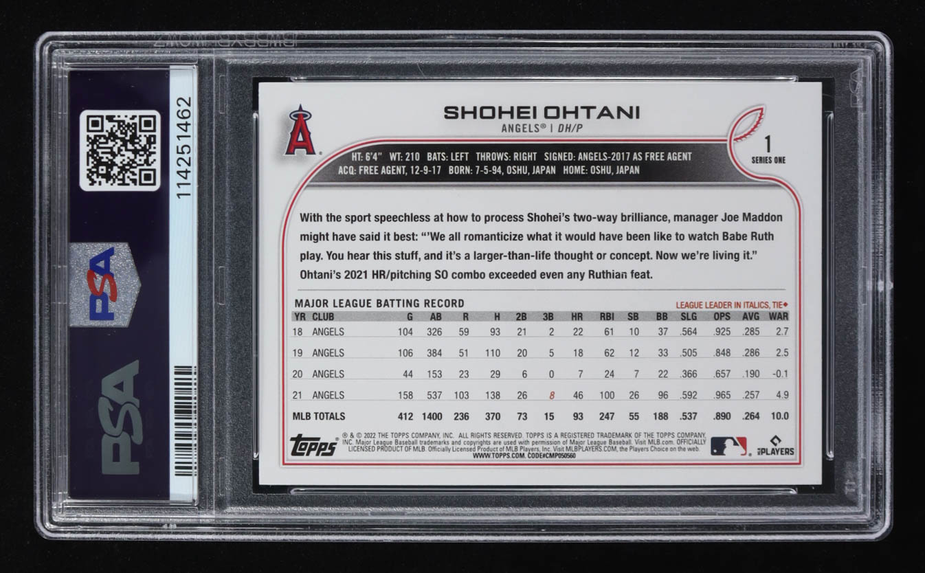 Shohei Ohtani 2022 Topps #1 (PSA 9) at PristineAuction.com Shohei Ohtani 2022 Topps #1 (PSA 9) at PristineAuction.com