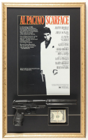 "Scarface" Custom Framed Movie Poster Display with Prop Replica Money Stack & Pistol at PristineAuction.com