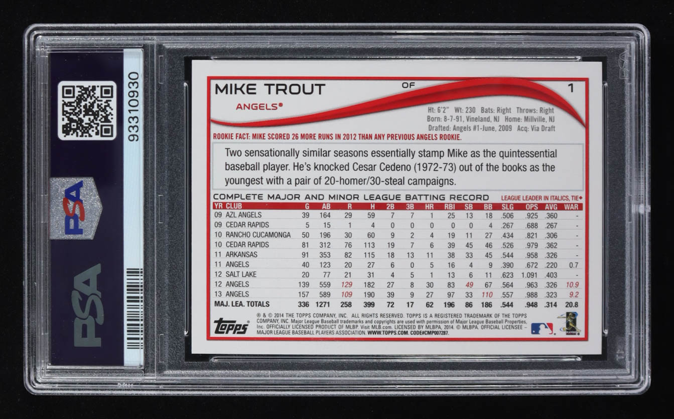 Mike Trout 2014 Topps Red Foil #1 (PSA 10) at PristineAuction.com Mike Trout 2014 Topps Red Foil #1 (PSA 10) at PristineAuction.com