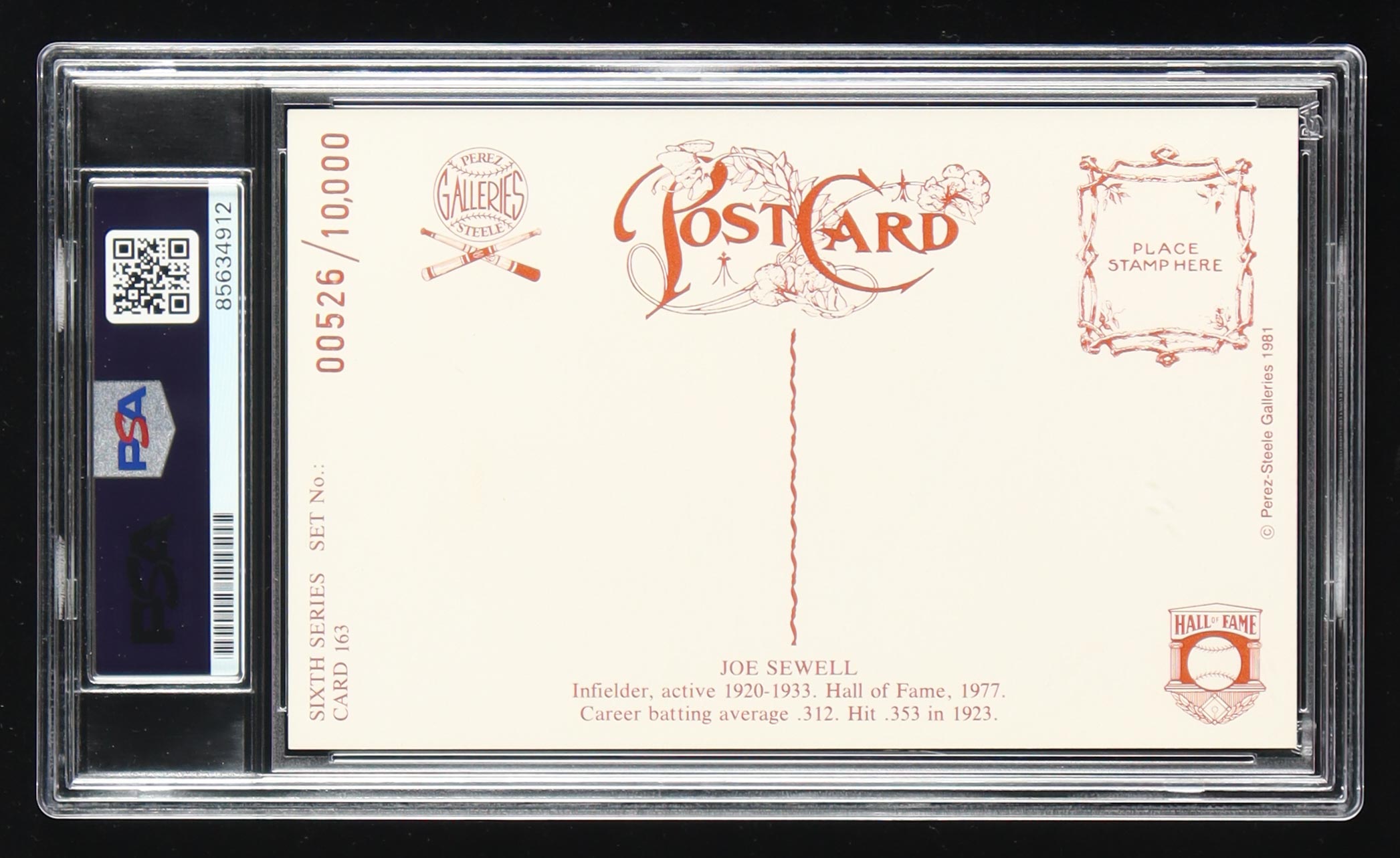 Joe Sewell Signed Perez Steele Card (PSA 10) at PristineAuction.com Joe Sewell Signed Perez Steele Card (PSA 10) at PristineAuction.com