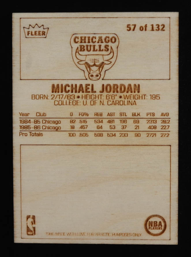 Michael Jordan Fleer Premier Custom Wood Art Trading Card #57 at PristineAuction.com Michael Jordan Fleer Premier Custom Wood Art Trading Card #57 at PristineAuction.com
