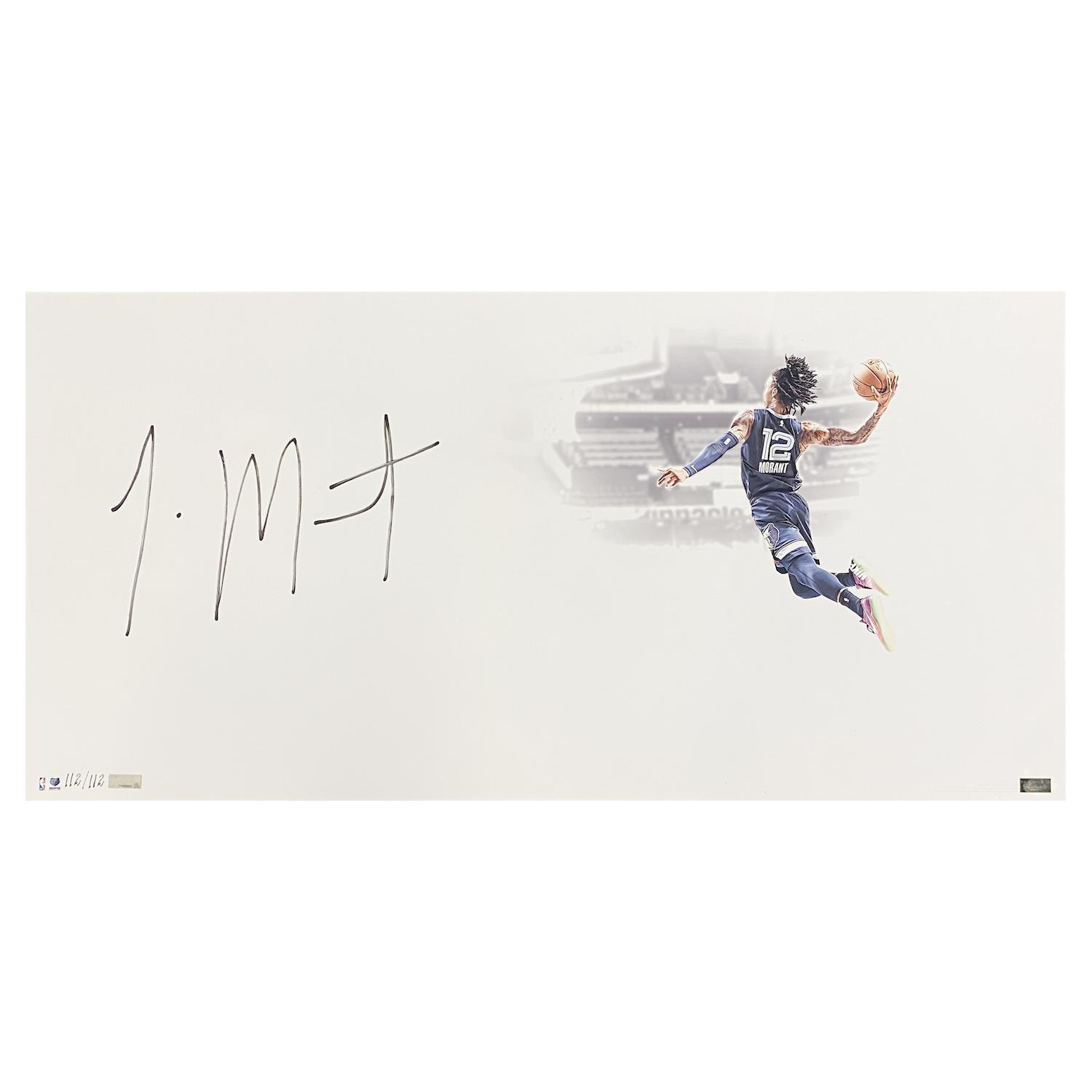 Ja Morant Signed LE Grizzlies "White Out" 14x28 Photo (Panini) at PristineAuction.com Ja Morant Signed LE Grizzlies "White Out" 14x28 Photo (Panini) at PristineAuction.com