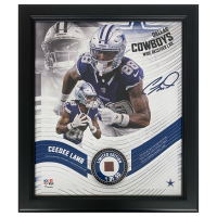 CeeDee Lamb Cowboys LE Custom Framed Display with Piece of Game-Used Football at PristineAuction.com