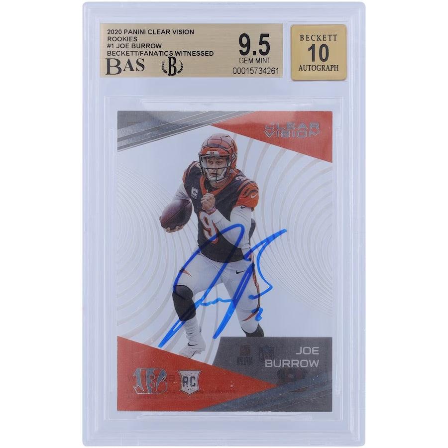 Joe Burrow Signed 2020 Panini Clear Vision Rookies #1 (BGS 9.5 | Autograph Graded 10) at PristineAuction.com Joe Burrow Signed 2020 Panini Clear Vision Rookies #1 (BGS 9.5 | Autograph Graded 10) at PristineAuction.com